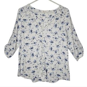 Sienna Sky Blue Floral Shirt Sz S
